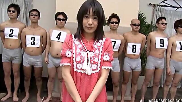 Kinky Japanese video with Nana Nanaumi sucking lots of stiff cocks