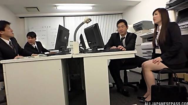 Japanese woman moans while getting fucked in the office - HD